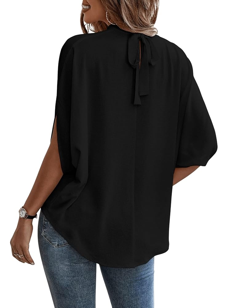 トップス deres half sleeve blouse chocolate Amazon.com: Verdusa Women's Tie Back Dolman Sleeve Blouse